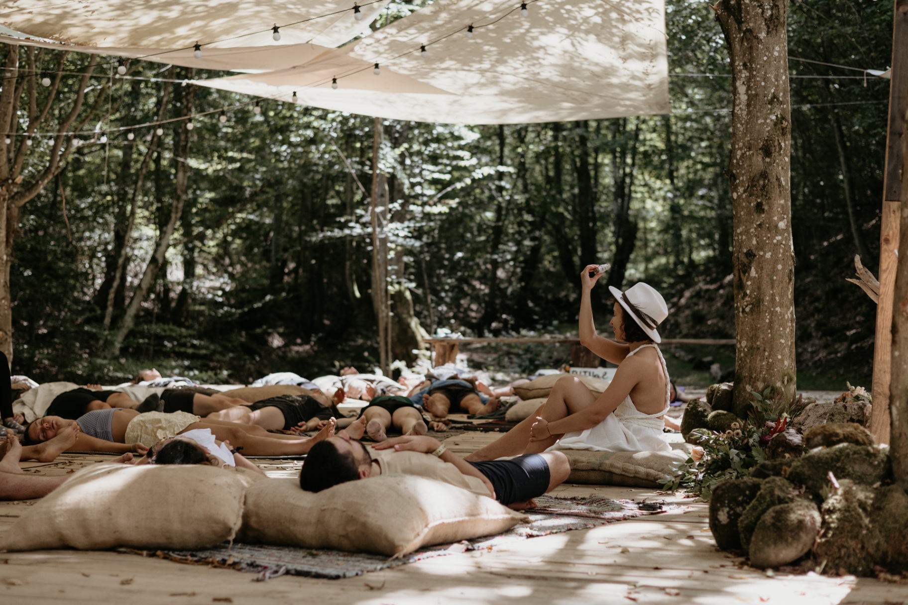 Public breathwork workshop circle with participants